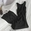 Повседневные платья Oceanlove Корейская вязаная халата Femme Summer v Neck без рукавов изгиб.