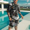 Мужские спортивные костюмы Летняя тенденция Уличная одежда Мужчины, установленные негабаритным спортивным костюмом для мужчины, повседневные 3D -печатные шорты для спортивной одежды