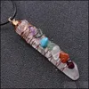 Pendant Necklaces Irregar Crystal Pillar Necklace Reiki Healing Seven Chakra Beads Energy Pendant Charms Necklaces Pendum A Mjfashion Dha4S