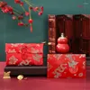 Geschenkpapier, 6 Stück, rote Seidenumschläge, chinesischer Kartenumschlag, Geldstickerei, Knoten für Glück, Reichtum