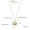 قلادات قلادة Wesparking Emo Pearl Cubic Zirconia Necklace for Women Farmling Shell Shape Stuff 14k Gold Plated