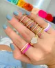 Bröllopsringar 2022 Kvinnor Fingersmycken Guldfärg USA Size 5 6 7 8 Kubansk länkkedjeband som gnissar bling CZ Heart Ring