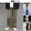 Mens Pants KAPMENTS Men Corduroy Harajuku Wide Leg Pants Overalls Mens Japanese Streetwear Sweatpants Male Korean Casual Joggers Pants 220829