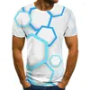 Herren T-Shirts 2022 Plaid Herren Kurzarm Mode 3D Rundhals Tops Einfache Streetwear Sommer Casual XS-5XL