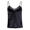 Women's Tanks Hirigin Sexy Womens Girl V-neck Vest Sleeveless Lace Print Velvet Casual Simple Tank Tops Female 2022 Summer Basic