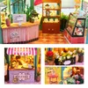 Architectuur Diy House CuteBee Diy Flower Tiny Miniature Houten Led Light Dolls Mini Garden Furniture Kit For Children Kid Birthday Gift 220829