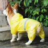 Dog Apparel Windproof Pet Raincoat Poncho With Safety Reflective Stripe Waterproof Hooded Rainwear For Home Dogs Supplies