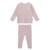 New Autumn Spring Kids Kids Pajamas Set Baby Boys Girls Solid Cotton Lounge Wear Home Wear 2pcs مرنة الملابس الداخلية 2T-6T LJ2008142969