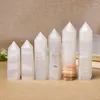 Figurine decorative 1pc punto di cristallo naturale afghano giada bianca guarigione obelisco quarzo bacchetta ornamento per la decorazione domestica pietra di energia Reiki