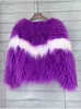 Women's fur Zadorin New Winter Women Contrast Color Faux Mongolia Sheep European Fashion Fluffy Fake Fur Coat Vest 2022 L220829