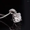 Kolye diğer klasik 925 sterling gümüş inek kafa elmas d renk 1Ct 6.5mm mossanit kolye kolye 18k beyaz altın kaplama Au750 mücevher