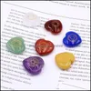 Stone 22Mm Heart Love Symbol Chakra Set Reiki Natural Stone Crystal Stones Polishing Rock Quartz Yoga Energy Bead Healin Dhseller2010 Dhuin