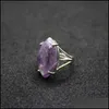 Bague Solitaire Bague En Pierre Naturelle Ovale Forme D'oeil Réglable Quartz Rose Violet Rose Cristal Bagues Pour Les Femmes Partie Dro Lulubaby Dh5Rf