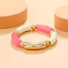 Bedelarmbanden acryl gebogen kralen femme gouden kleur wafer kralen ketting stretch manchet armbanden vrouwen sieraden