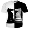 Camisetas masculinas 2022 meninos meninas 3D Impresso Harajuku Cartões de xadrez no estilo Harajuku