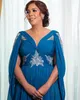 Luksusowa niebieska matka panny młodej sukienka plus size 2022 elegancka czapka Dubai Dubai Evening sukienka na wesele nosić seksowną backless szyfonową spódnicę na imprezę