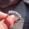Обручальные кольца 9K Белое золото заместитель кольца круглое нарезанное кольцо DF Color Lab Diamond Party Jewelry Yearmary 220829