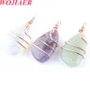 Natural Stone Amethysts Pendant Geometre Opal Rose Gold Wire Wrap Link Chain Halsband f￶r kvinnliga smycken g￥vor BO915