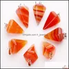 Charms Fashion Natural Stone Charms Hexagonal Cone Pendant Mticolor för DIY Halsbandsmycken Making Drop Delivery 2021 Fi DHSeller2010 DHX1L