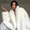 Futro damskie Zadorin zima grube ciepłe białe owłosie kobiety Koreańska moda luksusowe długie rękawy Faux Rabbit Fur Jacket L220829