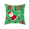 Cushion Household Decoration Accessories Christmas Pillow Case Cartoon English Letters Printed Peach Skin Velvet Cover