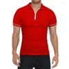 Polos masculinos Men Men Casual Soild Zipper Top Camise