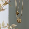 Colares pendentes de alta qualidade Itália 18k ouro jóias finas femininas cadeias duplas amore para feminino amor coração mãe presente