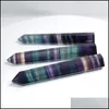 Konst och hantverk Natural Fluorite Quartz Crystal Tower Colorf Stands Point Wand Gift Drop Delivery 2021 Hemträdgårdskonst Hantverk Homei DHK1W