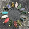 Colares pendentes Reiki Cura J￳ias Oval Pingente de Pingente Naturais Quartz Lapis Opal Rosa Pingententes de Cristal Diy Brincos Lulubaby DH73R