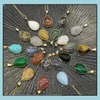 H￤nge halsband reiki helande smycken vatten dropp natursten halsband kvarts lapis opal rosa kristall pyramid h￤nge am mjfashion dh52n