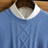 Męskie swetry wokół szyi czysty kaszmirowy sweter męski zagęszczony gruby wełniany skręcony swobodny w średnim wieku, ciepła koszula