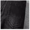 Męskie projektant dżinsów High Elastics w trudnej sytuacji Rowold Motorcycle Biker Denim dla mężczyzn Masowych Czarne spodnie#030