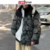 Mens Down Parkas Lappster Men Japanese Streetwear Puffer Jackets Winter Mens Full Print Fashions Bubble Par Par Patchwork Thick Parkas 220829