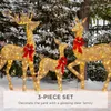 زينة عيد الميلاد 3PIENCE FLUINE DEER عائلة مجموعة زخرفة الفناء في الهواء الطلق مع 360 LED LID LIDT Stakes Zip Ties Decor 220829