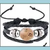 Braccialetti con ciondoli Noosa 18mm Bracciale con bottoni automatici Multistrato Zampa Impronta Intrecciata in pelle per donna Uomo Scatta gioielli Drop Dhseller2010 Dhftu