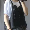 女性のベスト韓国のデニムショートサスペンダーレディースカウボーイベストVneckの袖なしvintage夏のスタイルトップスストリートウェア特大ベスト220827