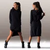 Women Casual Dresses Winter Long Hoodies-Dress Ladies Casual Sweatshirt Autumn Mini Hooded Dress