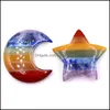 Pierre 30Mm arc-en-ciel Chakra pierre sculpture soleil lune étoile forme cristal guérison méditation décoration ornements artisanat cadeau Dhseller2010 Dh5Pn