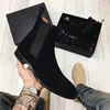 Hommes Chelsea Boots Noir Flock Business Handmade Hommes Chaussures Cheville Slip on Confortable