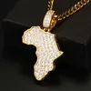 Chains Ladies Necklace Africa Map Pendant For Men Hip Hop Jewelry Iced Out Zircon Bling Full With Tennis Chain Gifts