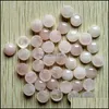 Stone 12Mm Assorted Natural Stone Flat Base Round Cabochon Green Pink Cystal Loose Beads For Necklace Earrings Jewelry Clo Lulubaby Dhh2G