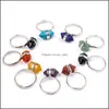 Anillos de racimo Anillos de prisma hexagonal Piedras preciosas Cristal Cuarzo Punto de curación Chakra Encantos de piedra Apertura para mujeres Hombres Gota Del Lulubaby Dhtkd