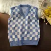 Gilet da uomo Maglione a scacchi Gilet da uomo Scollo a V Scozzese allentato Moda Vintage Tutto abbinato Maglioni per maglieria Studenti Harajuku Coreano Preppy Chic 220829