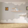 Children's room wallpaper girl princess pink cartoon clouds bedroom gray blue background wall