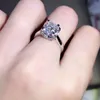 Pierścienie ślubne 925 Sterling Silver 1ct 2ct 3ct okrągłe genialne cięcie pierścień luksusowy pierścionek zaręczynowy rocznica 220829