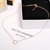 Pendant Necklaces YUN RUO 2022 Rose Gold Color Round Crystal Necklace Fashion Titanium Steel Woman Jewelry Prevent Fade & Allergic