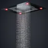 Banyo 24 inç termostatik yağmur duş seti büyük led duş başlığı yağışlı şelale masajı sisli banyo siyah musluk sistemi 4 inç vücut jetleri