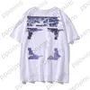 Hommes t-shirts offs de mode de mode carto motif arrow t-shirt en vrac pour femmes lettre d'impression blanche x le dos 122