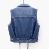 Gilet da donna Gilet Donna Streetwear 4XL Chic CrissCross Tasca Design Moda Adolescenti Capispalla in denim Senza maniche Giacca corta da donna vintage 220827