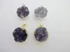 Pendentif Colliers Mystic Naturel Violet Cristal Quartz Geode Drusy 5 pcs/lot Rond Cluster Bijoux Collier DIY Trouver